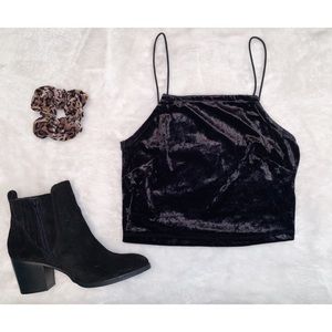 Wild Fable Black Velvet Cami Crop Top